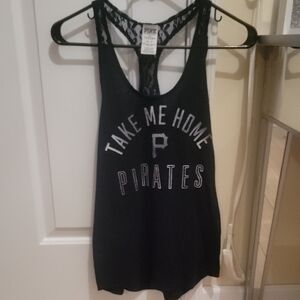 PINK Victoria's Secret Black Pitts Pirate Graphic Lace Tank Top. XS. LIKE NEW!